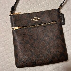 Coach Signature Brown and Black Crossbody Bag